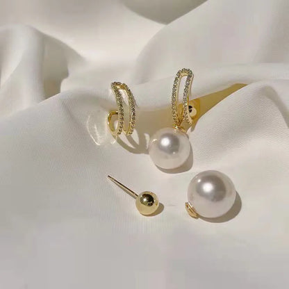 Pearl Long Earrings With Rhinestones For Wedding Fashion - Smarsty