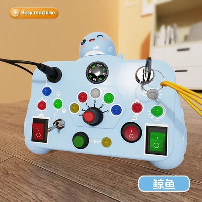 Montessori Busy Board Sensory Toys Cartoon with LED Light Switch Control Board Travel Activities Children Game for 2-4 Years Old - Smarsty