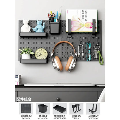 No Punching Pegboard Wall Organizer Panel Shelves For Gamer Room,bathroom,kitchen Storage Rack Organizer Pegboard Accessories