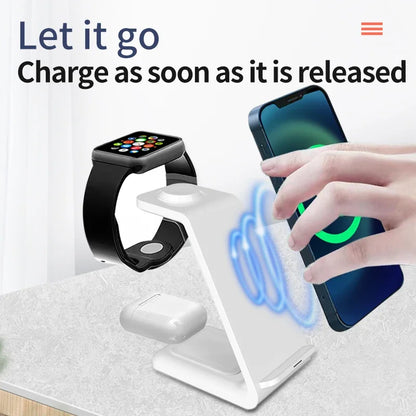 Three In One Wireless Charger Stand Fast Charging Dock - Smarsty