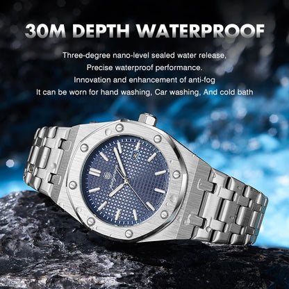 Luxury Waterproof Quartz Watch with Luminous Date Feature - Smarsty