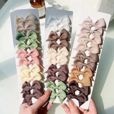Handmade Baby Girls Bow Hair Clips Set Nontoxic Soft - Smarsty