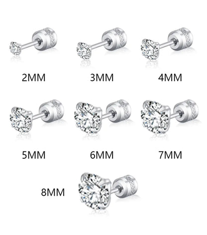 Stainless Steel Crystal Zircon Stud Earrings Hypoallergenic - Smarsty