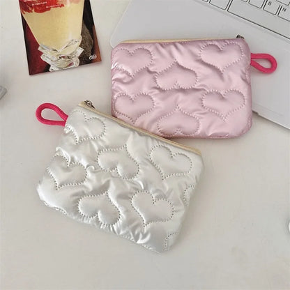 Silver Bow Coin Purse Zipper Wallet Organizer Cosmetic Bag - Smarsty