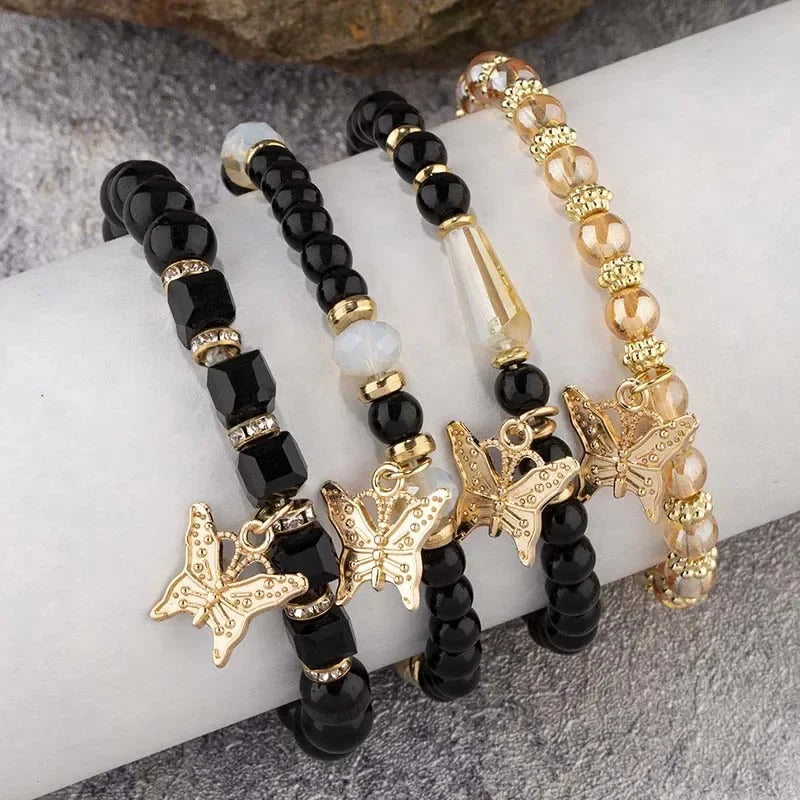 Trendy Butterfly Beaded Bracelet Set for Women - Smarsty