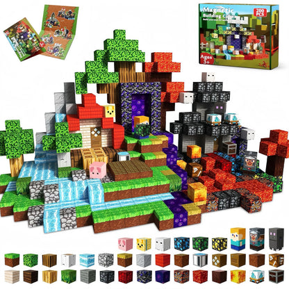300pcs Warped Forest Magnetic Building Blocks Set, My World Figures Bricks, STEM Educational Toys for Kids, Gifts for Boys Girls