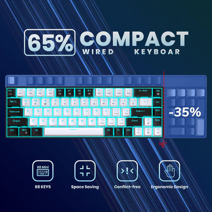 68 Keys Mechanical Keyboard With Ergonomic RGB Backlight
