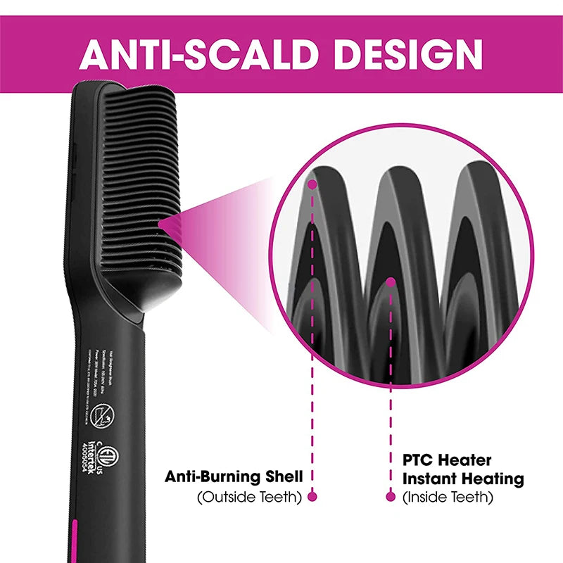 Electric Hair Straightener Brush Fast Heating Ceramic Design - Smarsty