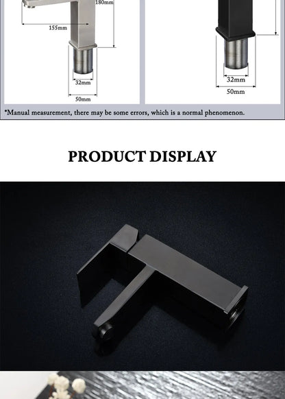 Black Square Bathroom Faucet Hot and Cold Mixer - Smarsty