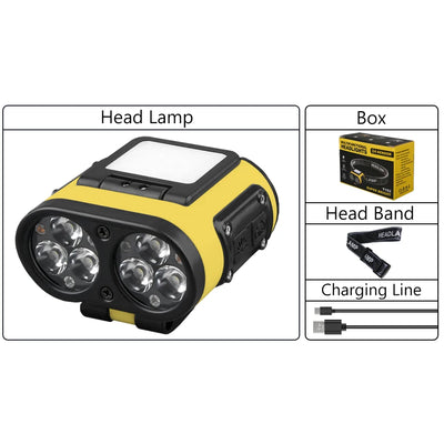 LED Headlamp Smart Sensor Cap Clip Light TPYE-C Rechargeable Flashlight With Power Display Riding Fishing Camping Outdoor Torch by Smarsty