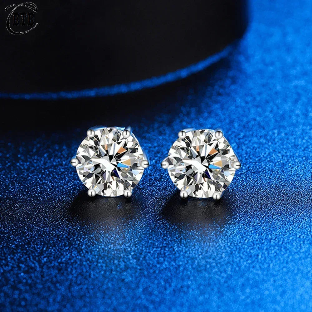 925 Sterling Silver Moissanite Stud Earrings GRA Certified - Smarsty