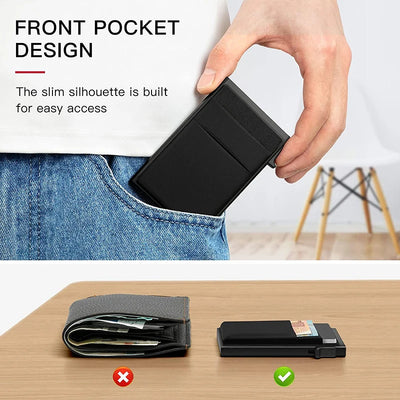 Rfid Credit Card Holder Men Thin Slim Mini Minimalist Wallets Luxury Metal Bank ID Cardholer Case Wallet for Men Carteras Choice - Smarsty