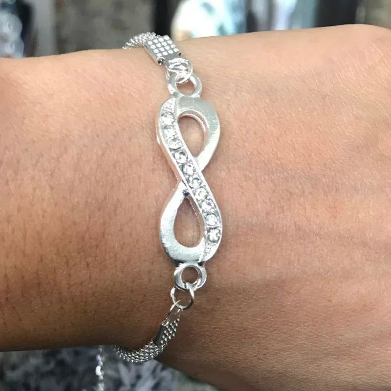 Unisex Crystal Inlay Bracelet with 8 Shape Charm - Smarsty