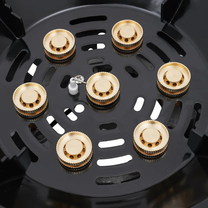 7-Core Camping Stove High-Power Strong Fire Portable Tourist Gas Burner Windproof Electronic Ignition Camping Equipment 21000W