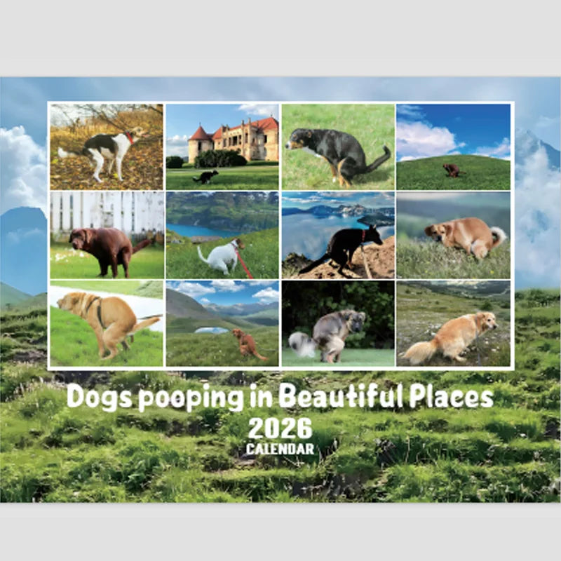 2026 Pooping Dog Calendar-Year Monthly Planner & Agenda Schedule Organizer Wall Calendar Funny Party Gag Gifts for Friends - Smarsty