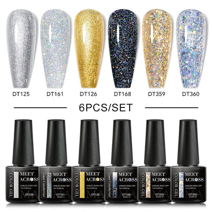 Macaron Series Gel Nail Polish Set with Glitter - Smarsty