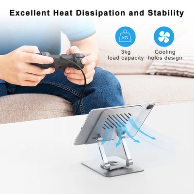 ST04 Swivel Tablet Stand Aluminum Portable 360 Rotating Tablet Stand Holder for Desk Business Kitchen Desktop for IPAD - Smarsty