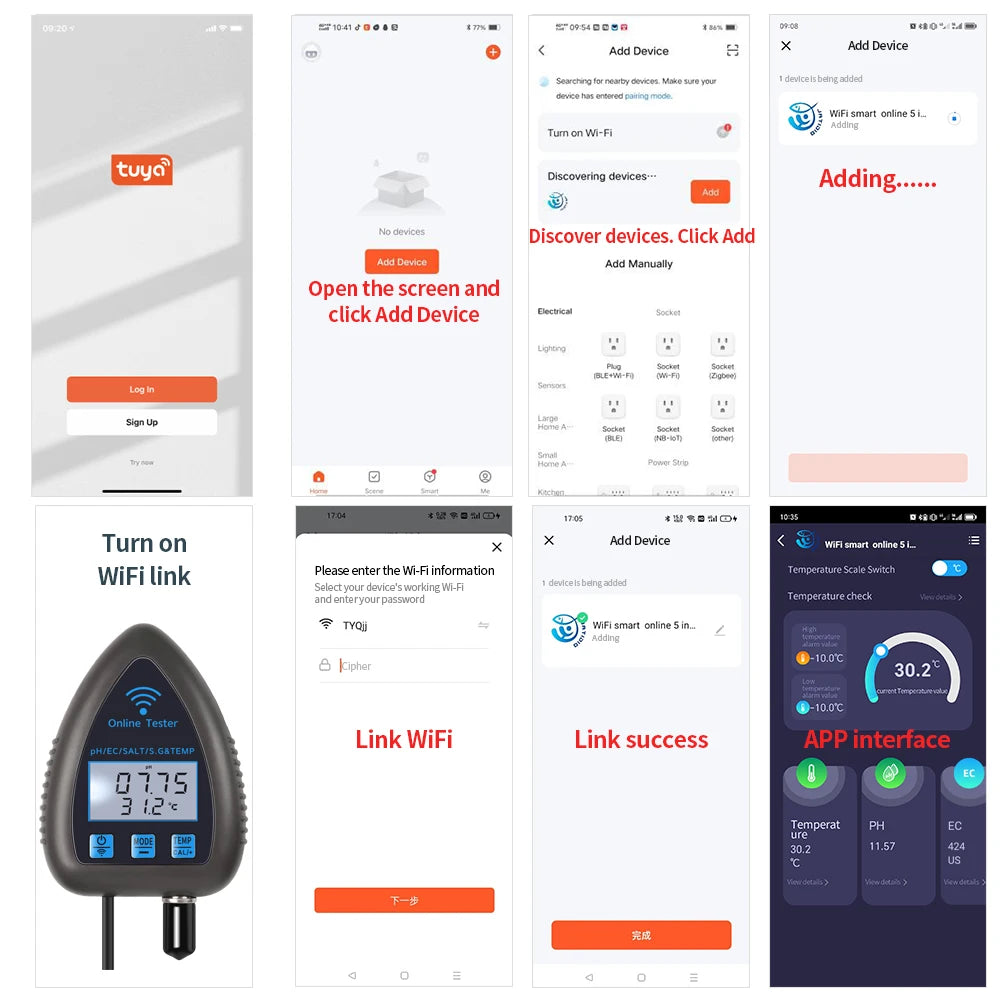 Tuya WiFi 5 in 1 Water Quality Monitor for Aquariums - Smarsty