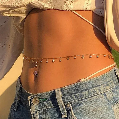 Versatile Peach Heart Body Chain for Summer Beach - Smarsty