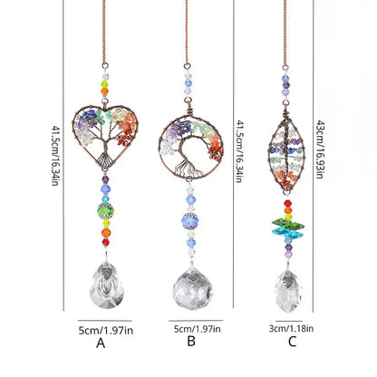 Colorful Tree Of Life Crystal Glass Pendant For Gardens - Smarsty