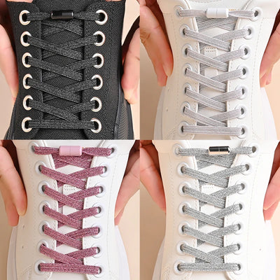 1Pair No Tie Shoe Laces Colorful Buckle Shoelaces Pearl Light Colorful Fashion Without Ties Elastic Laces Sneaker Kids Adult - Smarsty