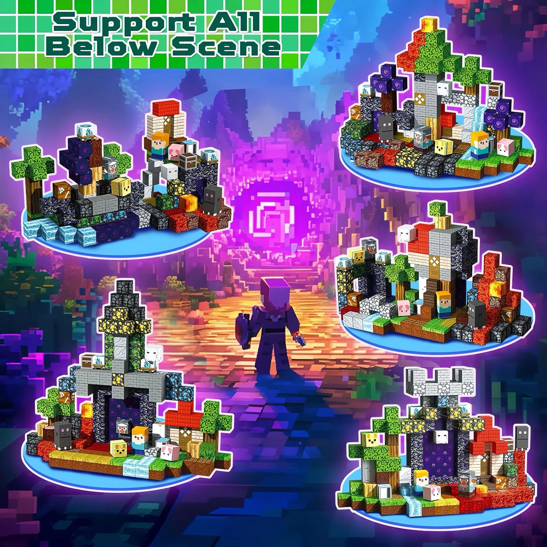 300pcs Warped Forest Magnetic Building Blocks Set, My World Figures Bricks, STEM Educational Toys for Kids, Gifts for Boys Girls