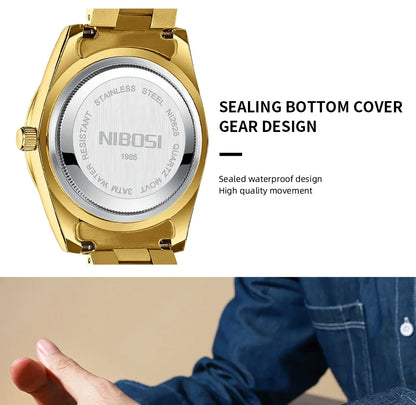 NIBOSI Luxury Stainless Steel Quartz Watch for Men - Smarsty