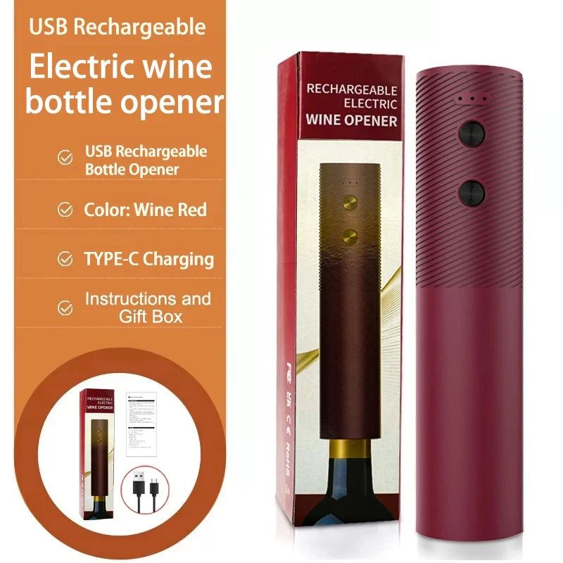 Electric Wine Bottle Opener Automatic Red Wine Corkscrew Rechargeable Wine Opener One-click Button Wine Tools Kitchen Products - Smarsty