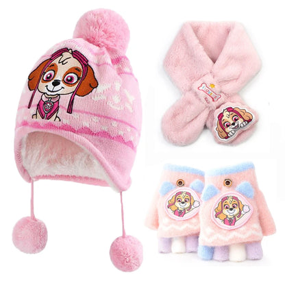 Kids Winter Hat Glove Set Scarf Cartoon Rescue Dogs - Smarsty