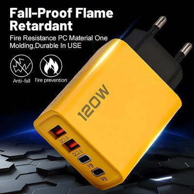 4 Ports USB C PD Charger Quick Charge 3.0 Type C USB Phone Chargers Fast Charging Adapter For iPhone 15 14 Samsung Xiaomi Huawei - Smarsty
