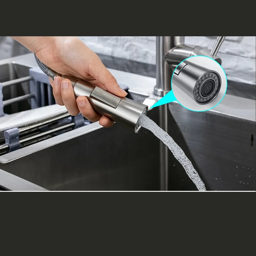 Brushed Nickel Pull Out Kitchen Faucet with Single Handle - Smarsty