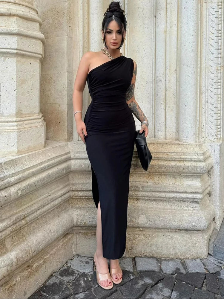Summer Black New Dress Women Fashion Sexy Split Sleeveless Backless Slim Maxi Dress Female Casual Club Elegant Lady Party Dress - Smarsty