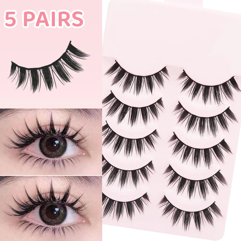 DINGSEN 5 Pairs Soft Natural Long False Eyelashes - Smarsty