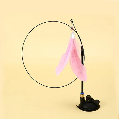 Interactive Feather Cat Toy Wand with Suction Cup - Smarsty