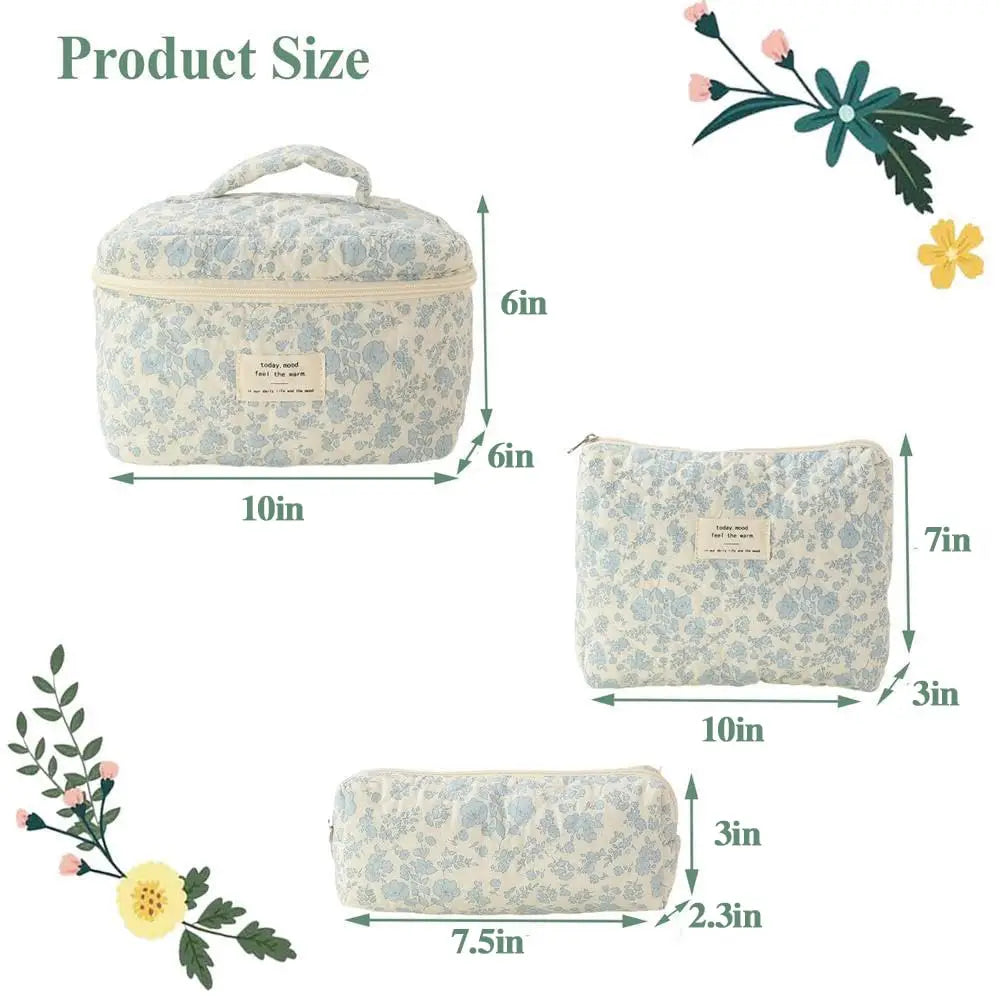 1pcs Cute Quilted Cotton Makeup Bag Women Zipper Cosmetic Organizer Cloth Handbag Box Shape Portable Toiletry Case for Girls - Smarsty