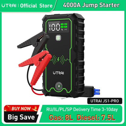 UTRAI Power Bank  4000A Jump Starter Portable Charger Car Booster 12V Auto Starting Device Emergency Car Battery Starter