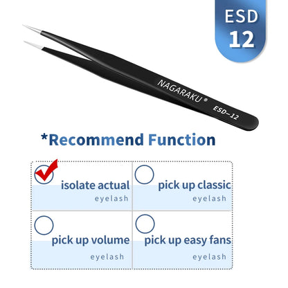 NAGARAKU Stainless Steel Eyelash Extension Tweezers Precision Grip - Smarsty
