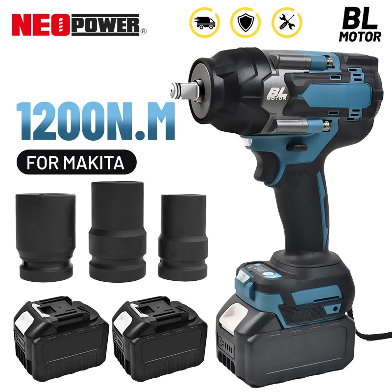 1200N.M Torque Brushless Electric Impact Wrench Cordless Power Tool - Smarsty