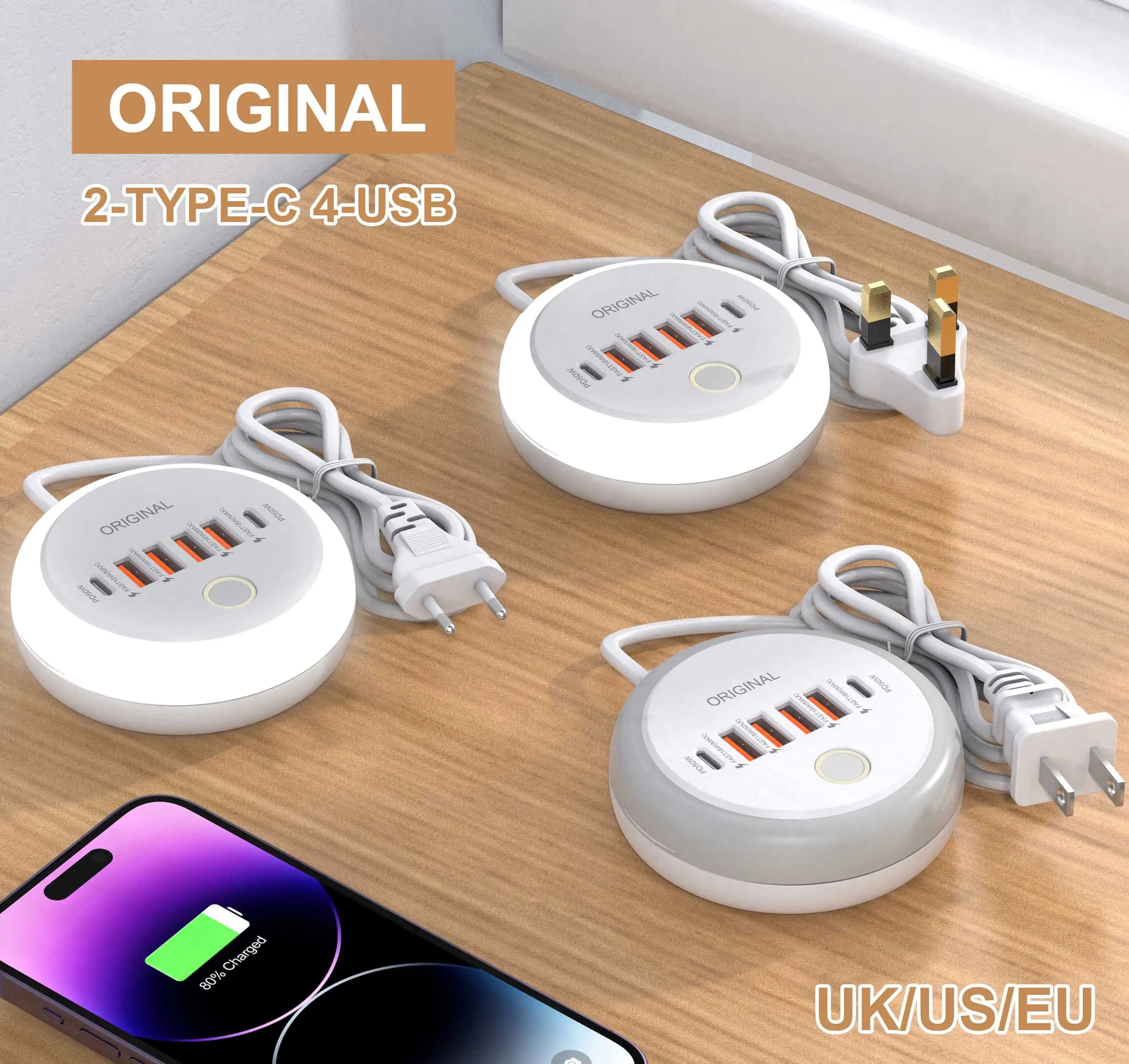 50W USB PD Charger Six Port Fast Charging Station Hub - Smarsty