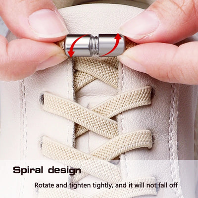 1Pair Elastic Laces Sneakers No Tie Shoe laces Capsule Lock Shoelaces Without ties Kids Adult 0.6cm Flat Shoelace for Shoes - Smarsty