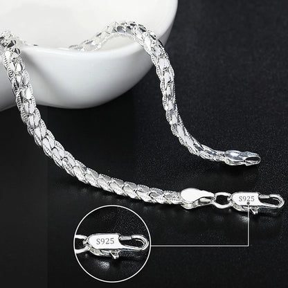 Sterling Silver Square Chain Bracelet Unisex Gift - Smarsty