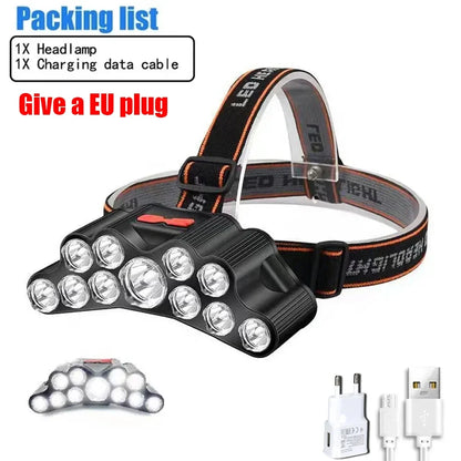 8LED Powerful Rechargeable Head Flashlight for Fishing Led Headlamp Camping Headlights Hunting Torch Hiking Front Lanterns by Smarsty