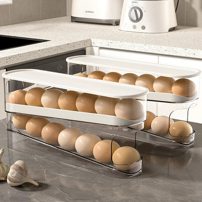 Slide Type Egg Carton Double Automatic Egg Roller Refrigerator Side Door Egg Storage Kitchen Countertop Egg Holder by Smarsty