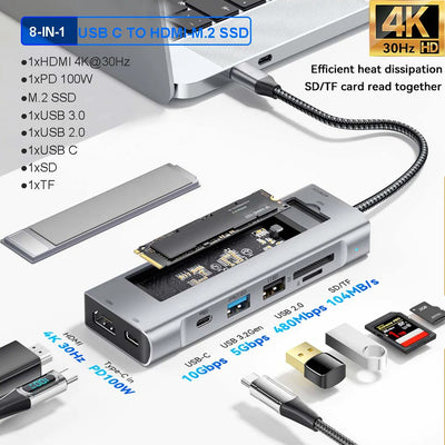 Usb C Hub With Highcapacity Ssd Storageunit Hdmi Dock - Smarsty