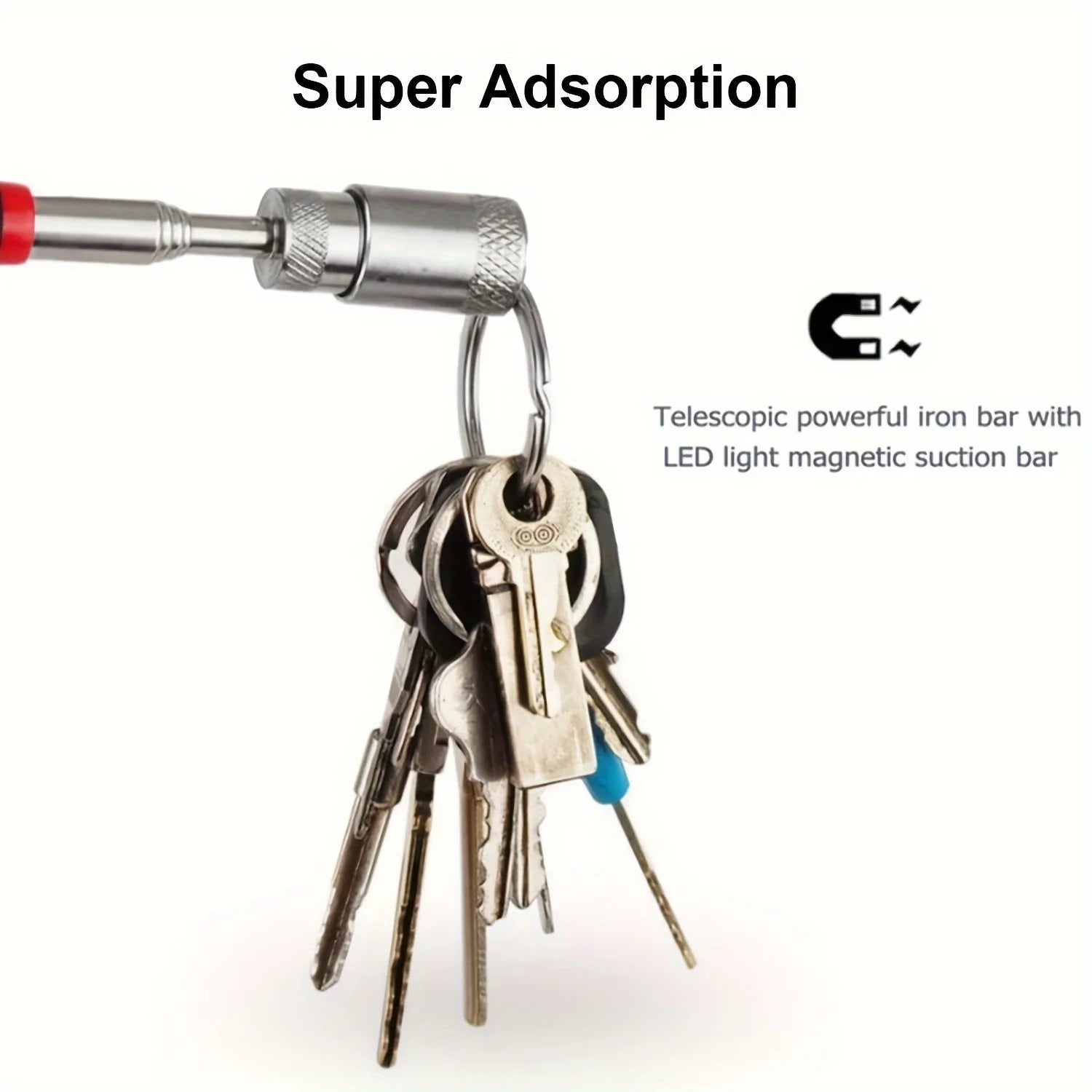 1pc Portable Magnetic Pick Up Tool Extendable Telescopic LED Torch Magnet Rod For Repairing Shop - Smarsty