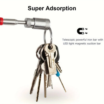1pc Portable Magnetic Pick Up Tool Extendable Telescopic LED Torch Magnet Rod For Repairing Shop - Smarsty