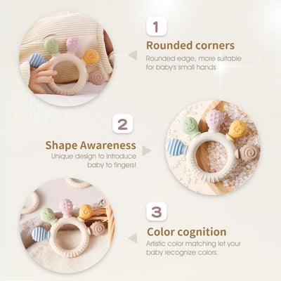 1pc Silicone Teether Baby 0 12 Months Teething Toys Teether Ring Silicone Baby Teether Toys for Toddler BPA Free Baby Toys Gifts by Smarsty