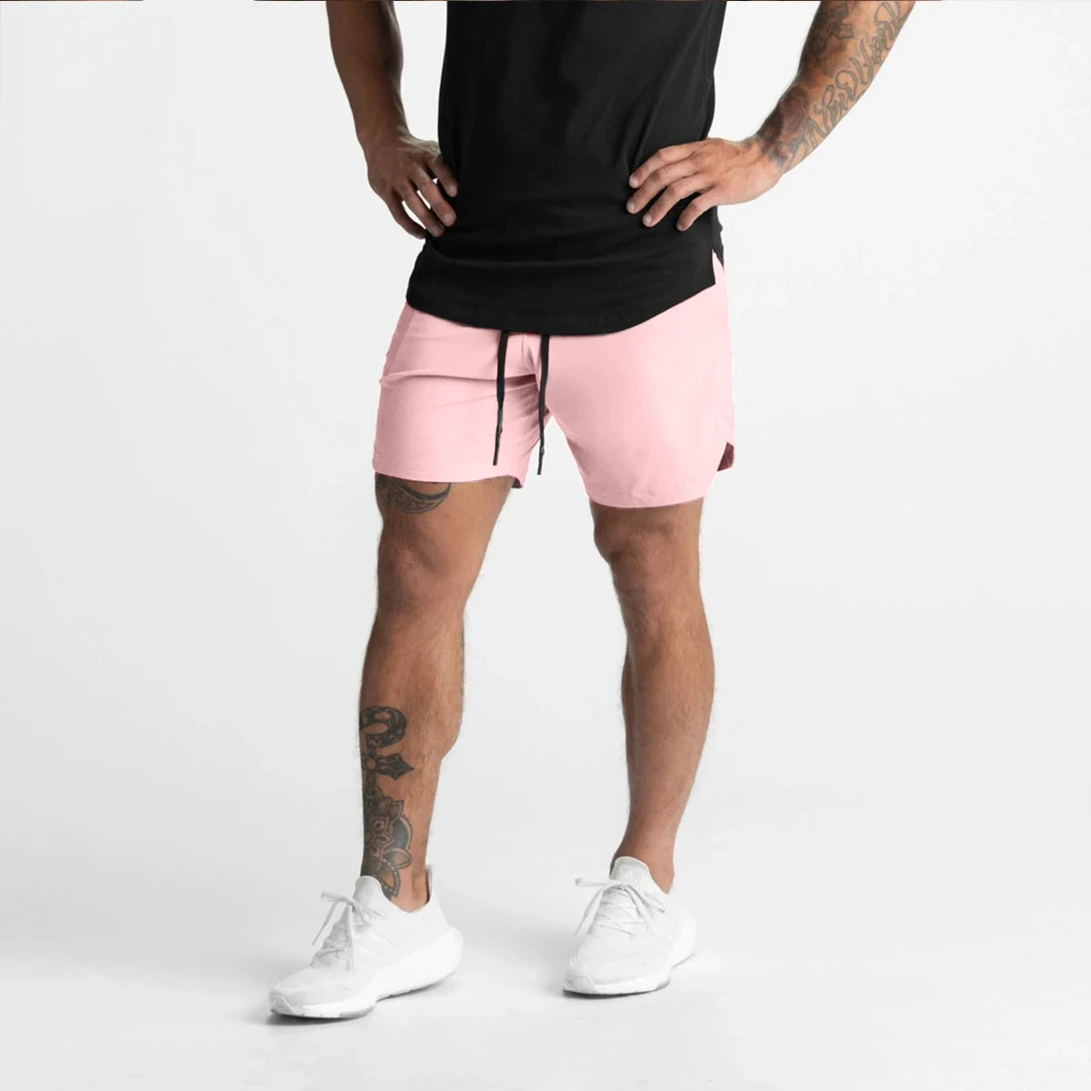 2024 New Men's Shorts Single-Layer Woven Quick Dry Solid Color Running Fitness Sports Casual American Fifth Pants Comfortable - Smarsty