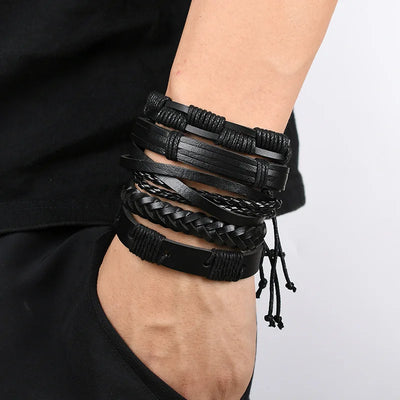 Viking Leather Bracelet For Men Adjustable Skull Design - Smarsty