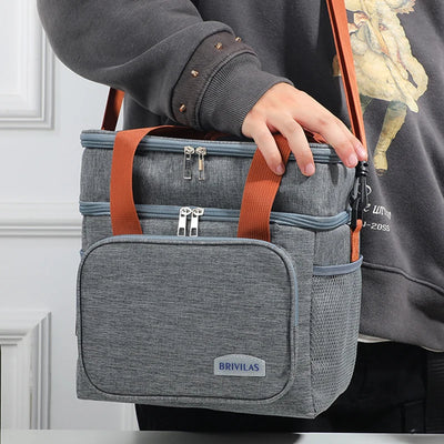 Double Layer Lunch Bag Large Capacity Thermal Insulation - Smarsty